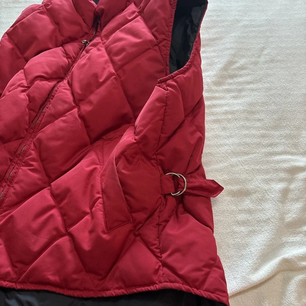 Vintage Eddie Bauer Vest‎ Women's Size S/P Red Puffer Goose Down Full Zip